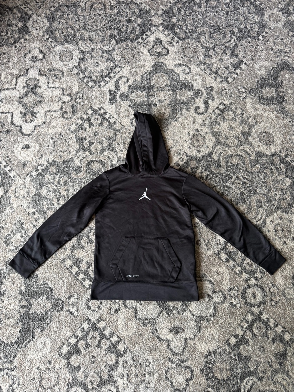 Kids Jordan Black Pullover Hoodie - White Jumpman Logo